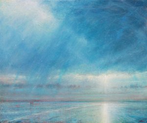 ホルカムビーチの暴風雨、2018年（キャンバスに油彩） 作： Derek Hare