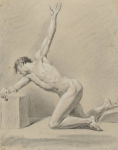 男性の裸体、左膝にひざまずき、左向き 作： Derk Anthony van de Wart
