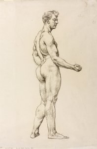 男性像の習作 1906-07年頃 黒チョーク、紙 作： Derwent Lees