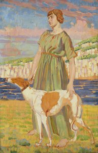 エリザベスリプチンスキーと犬のファニーの肖像、1911年〜12年