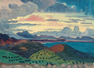 ダルマチアの海岸に沈む夕日 作： Derwent Lees