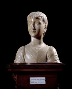 若い男 彫刻：デシデリオ・ダ・セッティニャーノ（約1430～1464） 1450～1455年 薄暗い 40x34.5cm フィレンツェ、バルジェッロ美術館 作： Desiderio da Settignano