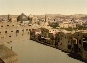 ヒゼキヤの池、エルサレム、聖地、1890～1900年頃（フォトクロムプリント） 作： Detroit Photographic Co.