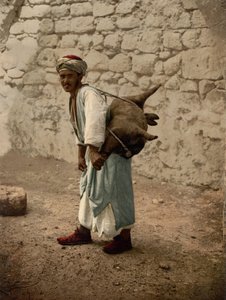 聖地エルサレムの水運搬船、1890～1900年頃（フォトクロムプリント） 作： Detroit Photographic Co.