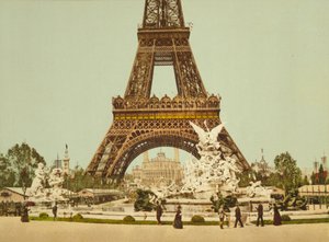 エッフェル塔と噴水、万博博覧会、パリ、フランス、1900年頃