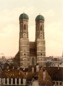 フラウエン教会、ミュンヘン、バイエルン、ドイツ、フォトクロムプリント、1900年頃 作： Detroit Publishing Co.