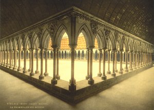 修道士」プロムナード、モンサンミッシェル、フランス、フォトクロムプリント、c.1900 作： Detroit Publishing Co.