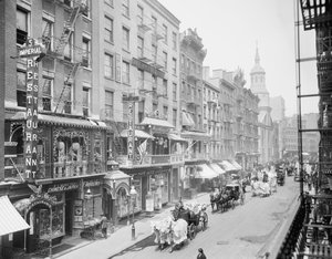 モットストリート、チャイナタウン、ニューヨーク、1905年頃（白黒写真） 作： Detroit Publishing Co.