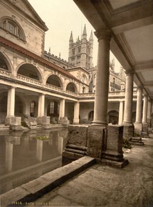 ローマ浴場と修道院、バース、1890-1900年頃（フォトクロム・プリント） 作： デトロイト出版株式会社