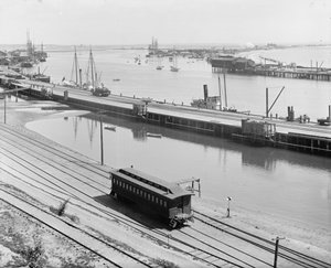 カリフォルニア州サンペドロの港、1880〜99年頃 作： Detroit Publishing Co.