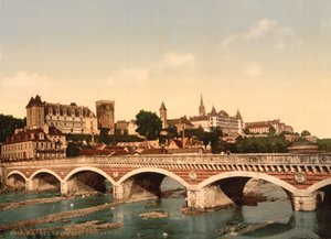 城と橋、ポー、ピレネー、1890〜1900年頃