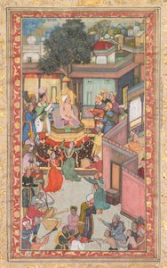 アクバルの息子たちのための割礼の儀式、アクバルのアクバル生本から 126 を描いた…、c. 1602-3。 作： Dharam Das