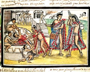 Fol.70v 人間のいけにえ 「デュラン写本」1579年（ヴェラム）より