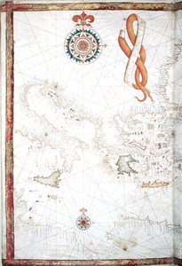 イタリア、ギリシャ、キクラデス、1565年の世界地図の詳細