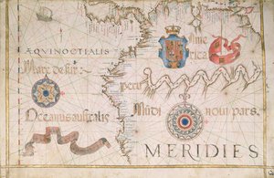 ペルーとアマゾン、世界地図の詳細、1565 作： Diego Homem