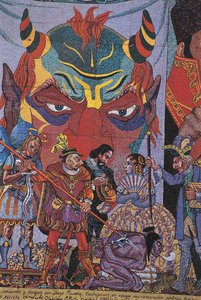 絵画のクローズアップ、インスルヘンテス劇場、メキシコシティ、メキシコ 作： ディエゴ・リベラ