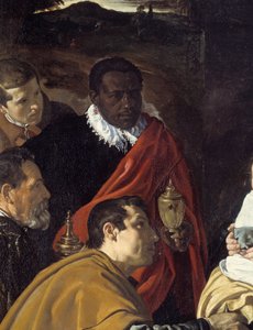 マギの崇拝。賢明な王たちの頭部の詳細。ディエゴ・ベラスケス（1599-1660）による絵画 作： Diego Velázquez