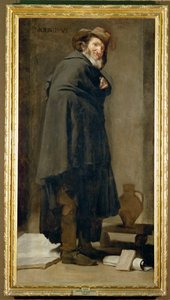 モエニッポス、前3世紀ギリシアの風刺画家、哲学者（キャンバスに描かれた絵） 作： Diego Rodriguez de Silva y Velazquez