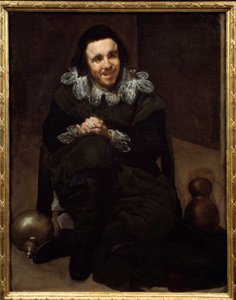 道化師Don Juan Calabacillasの肖像。ディエゴ・ロドリゲス・デ・シルヴァ・イ・ベラスケス（1599-1660）の絵画。 作： Diego Velázquez