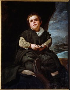 バレカスの子と言われる道化師フランシスコ・レスカノの肖像。ディエゴ・ベラスケスの絵画（ベラスケス 作： Diego Velázquez