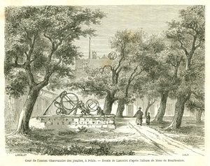 中国・北京の旧イエズス会天文台の中庭の様子。エドゥアール・シャルトン編『Le Tour du Monde, Nouveau journal des Voyages』に掲載されたランスロットの版画。