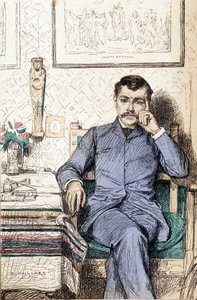フランスの小説家ポール・ブルジェ（1852-1935）の肖像（彫刻 作： Diogene Ulysse Napoleon Maillart
