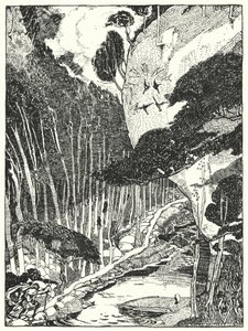 薄暗い森（彫刻 作： Dion Clayton Calthrop