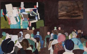 抽象的な群衆、オークションのコラージュ