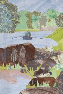 スコットランドでの釣り（コラージュ） 作： Dione Verulam