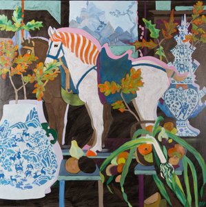 初秋の馬たち》2016年（キャンバスに油彩） 作： Dione Verulam