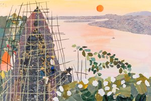 日の出の男たち、インド、2020年（コラージュ） 作： 