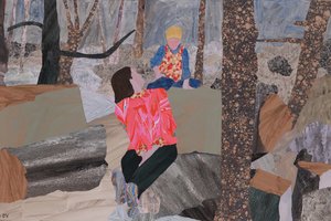 母と息子（プレー・ウッド）（コラージュ） 作： Dione Verulam