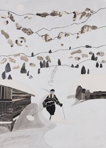 スキーで昼食（コラージュ）