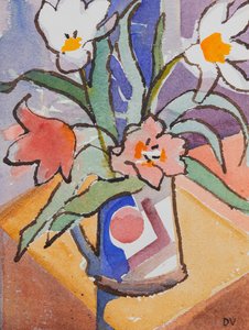 チューリップ (水彩  インク)