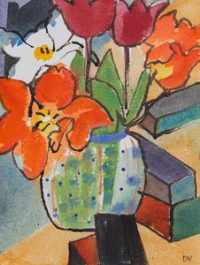 チューリップ (水彩  インク) 作： 