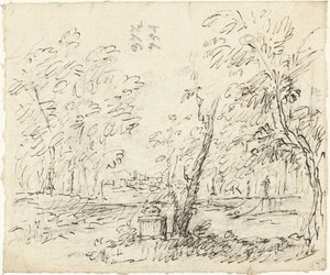 彫像のある階段のある庭園 作： Dionys van Nijmegen (possibly)