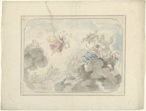 オーロラが闇を払いのける空を望む天井画のデザイン