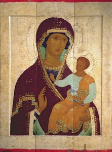 マドンナとチャイルドホディジトリア、ロシアのアイコン、1502年（パネル上のテンペラ）