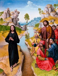 ディルク（ディエリック）・ボウツのワークショップで描かれた「説教する洗礼者ヨハネ」。 作： Dirck (workshop of) Bouts