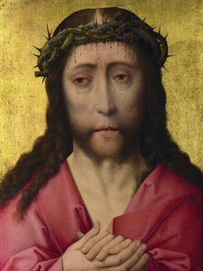 「悲しみのキリスト いばらの冠」 1470-1475年頃のダークバウツ（またはディリックバウツ）（1415-1475）のワークショップからの絵画ロンドンナショナルギャラリー 作： Dirck Bouts