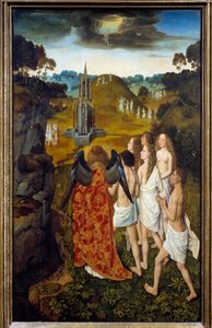 天国への道あるいは選民の昇天 木の上の絵 Dirck（Dieric, Dirk）Bouts le Vieux（the Elder）（1410-1475） 1450 日1,15x0,7 m リール、ボザール美術館（Musee des Beaux Arts
