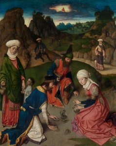 The Gathering of the Manna, yksityiskohta Pyhän Sakramentin alttaritaulusta, n. 1464-68 (öljy paneelille) 作： Dirck Bouts