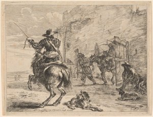 ポストに縛られた放尿馬 作： Dirck Stoop