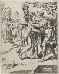 リベカに挨拶するイサク アイザックの女の探求 (シリーズタイトル) 作： Dirck Volckertsz. Coornhert (attributed to)