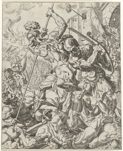 アッシリア軍の逃亡 ジュディスとホロフェルネス (シリーズタイトル) 作： Dirck Volckertsz. Coornhert (attributed to)