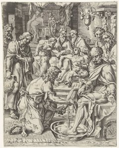 足洗い キリストの生涯と受難による堕落と人類の贖い（シリーズタイトル） 作： Dirck Volckertsz. Coornhert (attributed to)