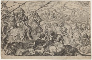ウィーンの包囲を解除することを余儀なくされた壮大なスレイマン 作： Dirck Volckertz Coornhert, after Maerten van Heemskerck