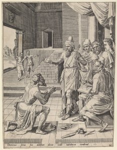召使いの借金を許す王 作： Dirck Volckertz Coornhert after Maerten van Heemskerck