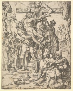 十字架からの降臨、人類の堕落と救いから生命と死を経て...、1548年。 作： Dirck Volkertsen Coornhert