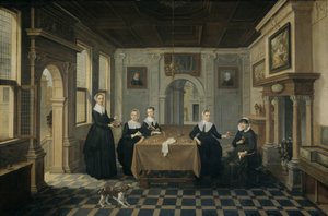 インテリアの5人の女性 作： Bartholomeus van Bassen（帰属）